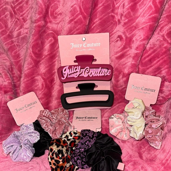 NWT Juicy Couture Hair Accessory Lot (2 Claw Clips/9 Scrunchies) - Picture 1 of 6